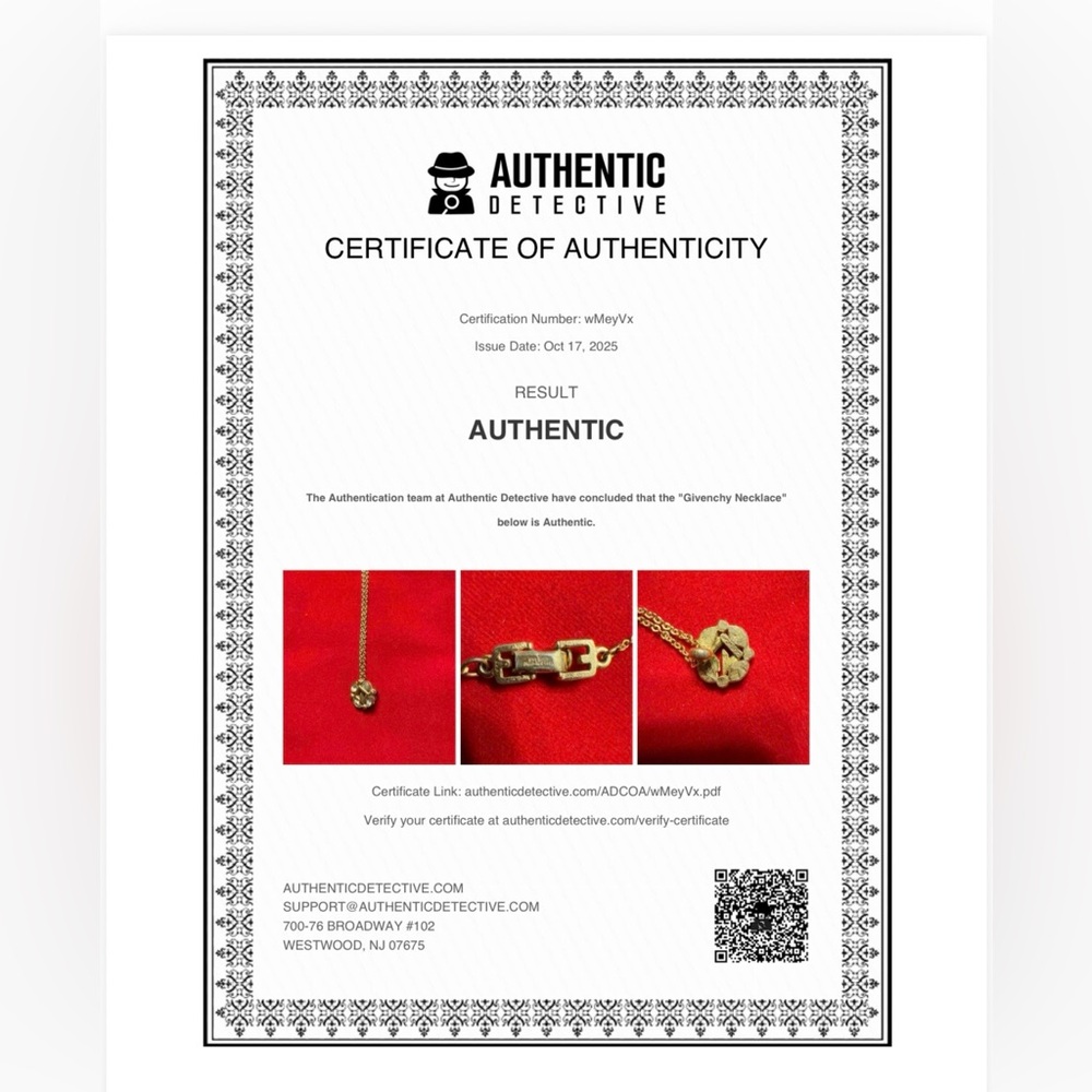 Givenchy Vintage Gold Tone Pendant Necklace with COA - Picture 2 of 7